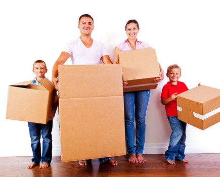 Packed household boxes prepared for removals