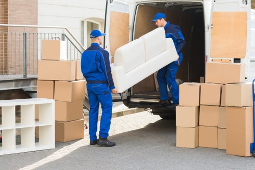 Unloading office equipment at a new Greenwich business premises