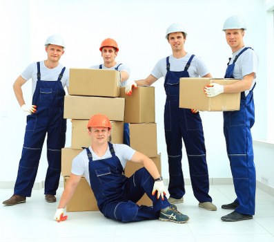 Professional removal workers following insurance and safety procedures