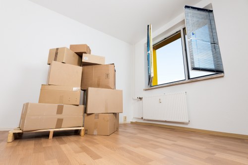 Cardboard and household items being prepared for reuse and recycling